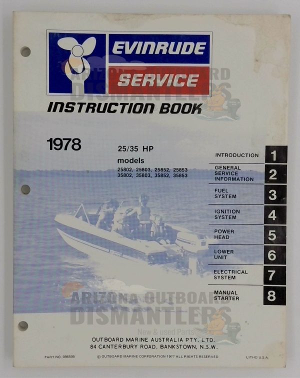 096505 Instruction Book – 1978 Evinrude 25/35HP (Models 25802, 25803, 25852, 25853; 35802, 35803, 35852, 35853)