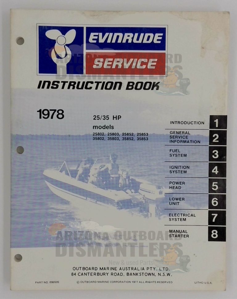 096505 Instruction Book – 1978 Evinrude 25/35HP (Models 25802, 25803, 25852, 25853; 35802, 35803, 35852, 35853)