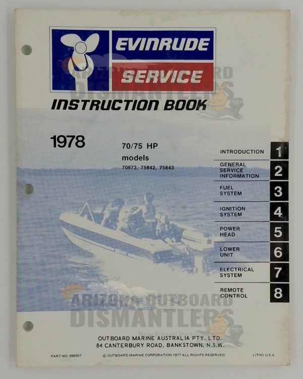 096507 Instruction Book – 1978 Evinrude 70/75HP (Models 70873, 75842 & 75843)