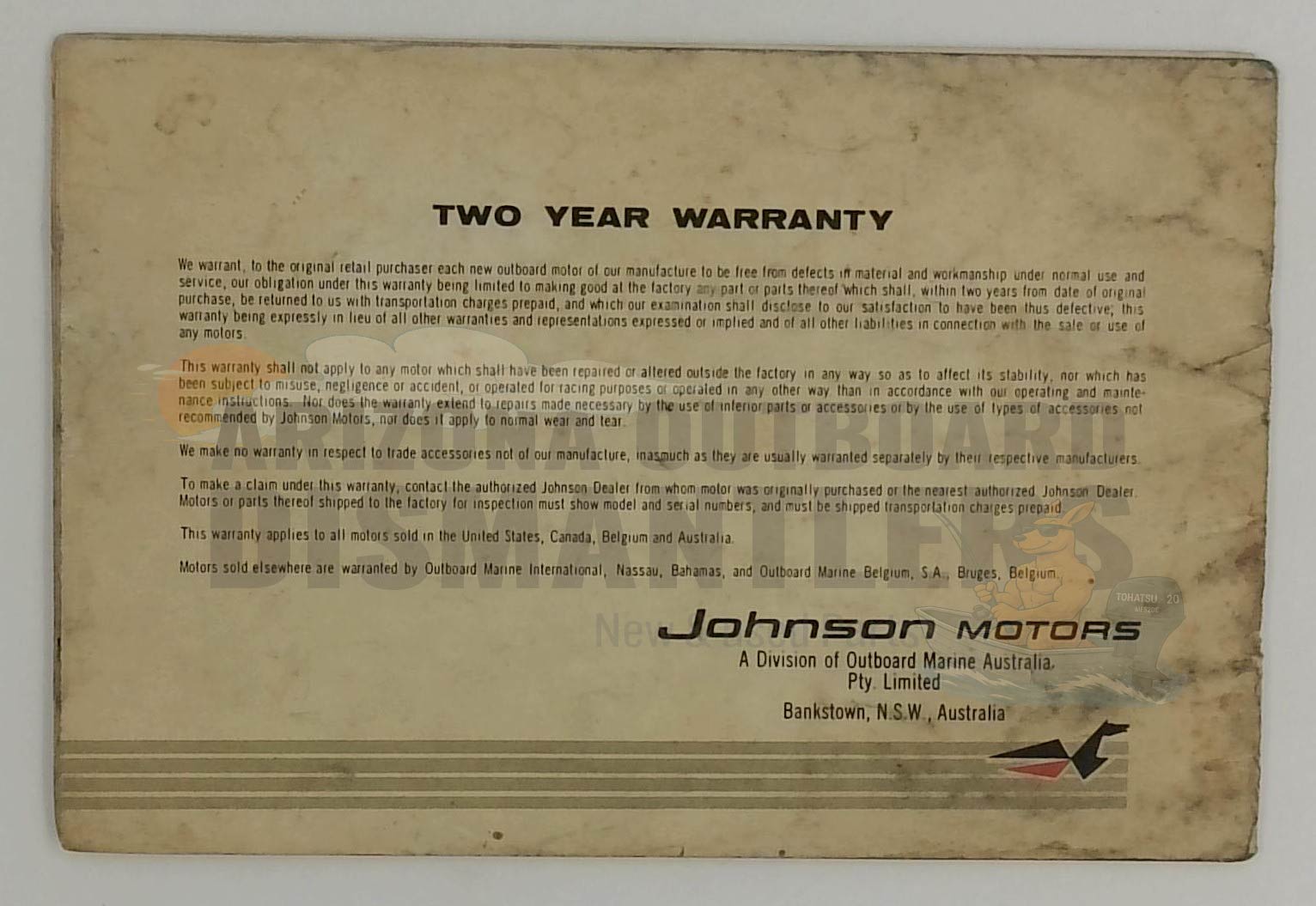 1966 Owner's Manual 100Hp Super Sea Horse – Johnson - Image 3