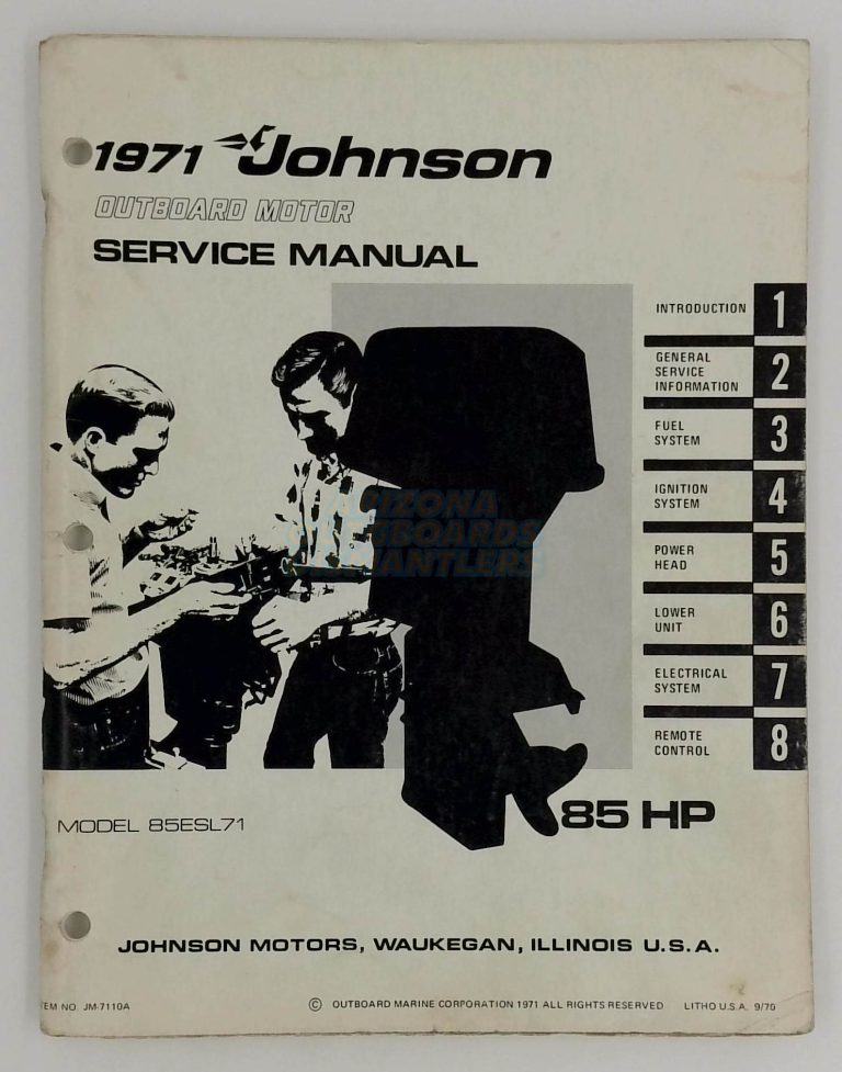 1971 Johnson Outboard 85 Hp Service Manual