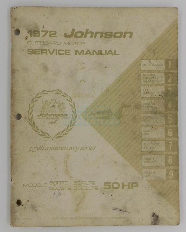 1972 Johnson Outboard Service Manual 50 Hp