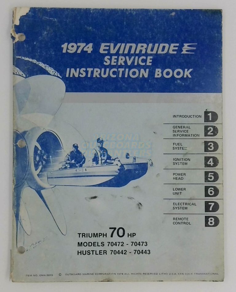 1974 Evinrude Service Instruction Book Triumph 70 Hp