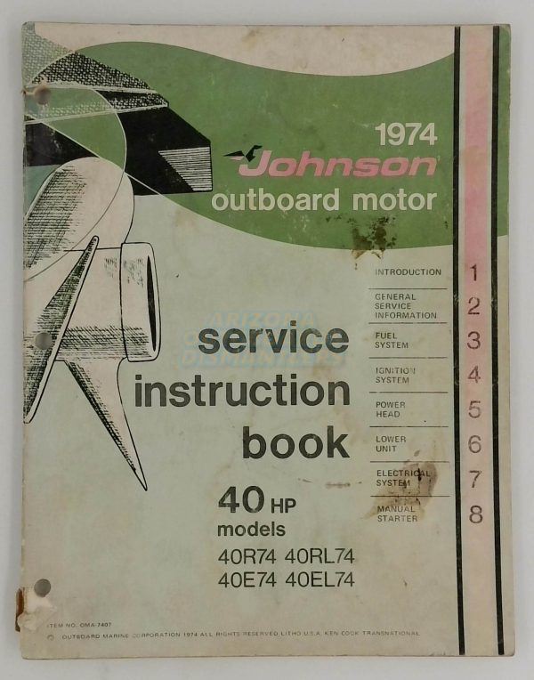 1974 Johnson Outboard 40 hp Service Instruction Book