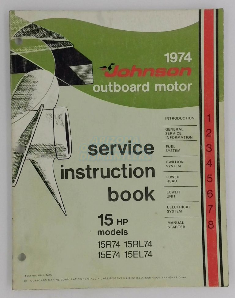 1974 Johnson Outboard 15 Hp Service Instruction Book