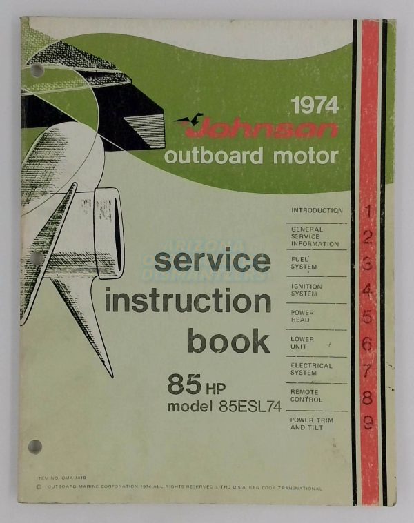 1974 Johnson Outboards 85 Hp Service Instruction Book