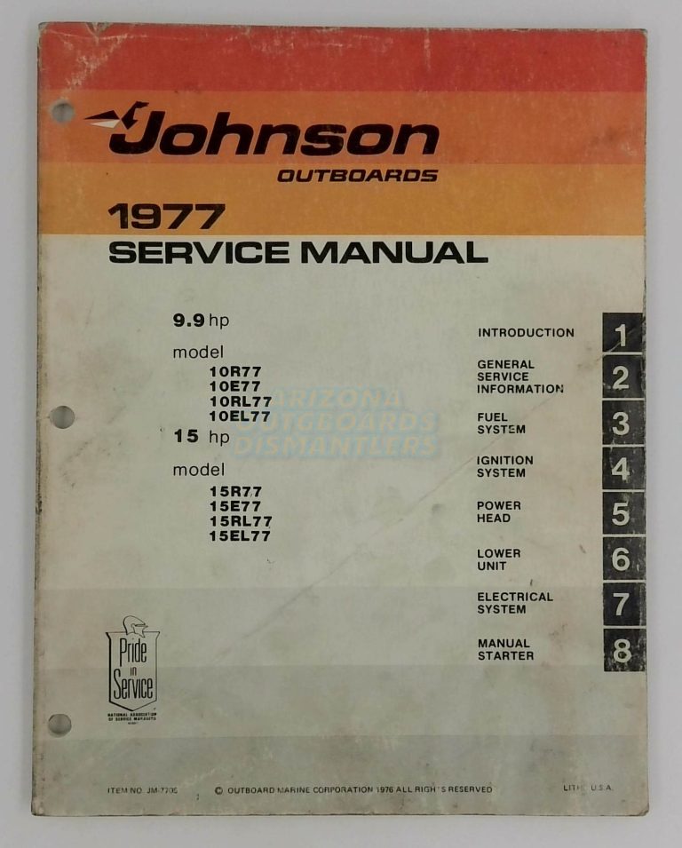 1977 Johnson Outboard 9.9/15 Hp Service Manual
