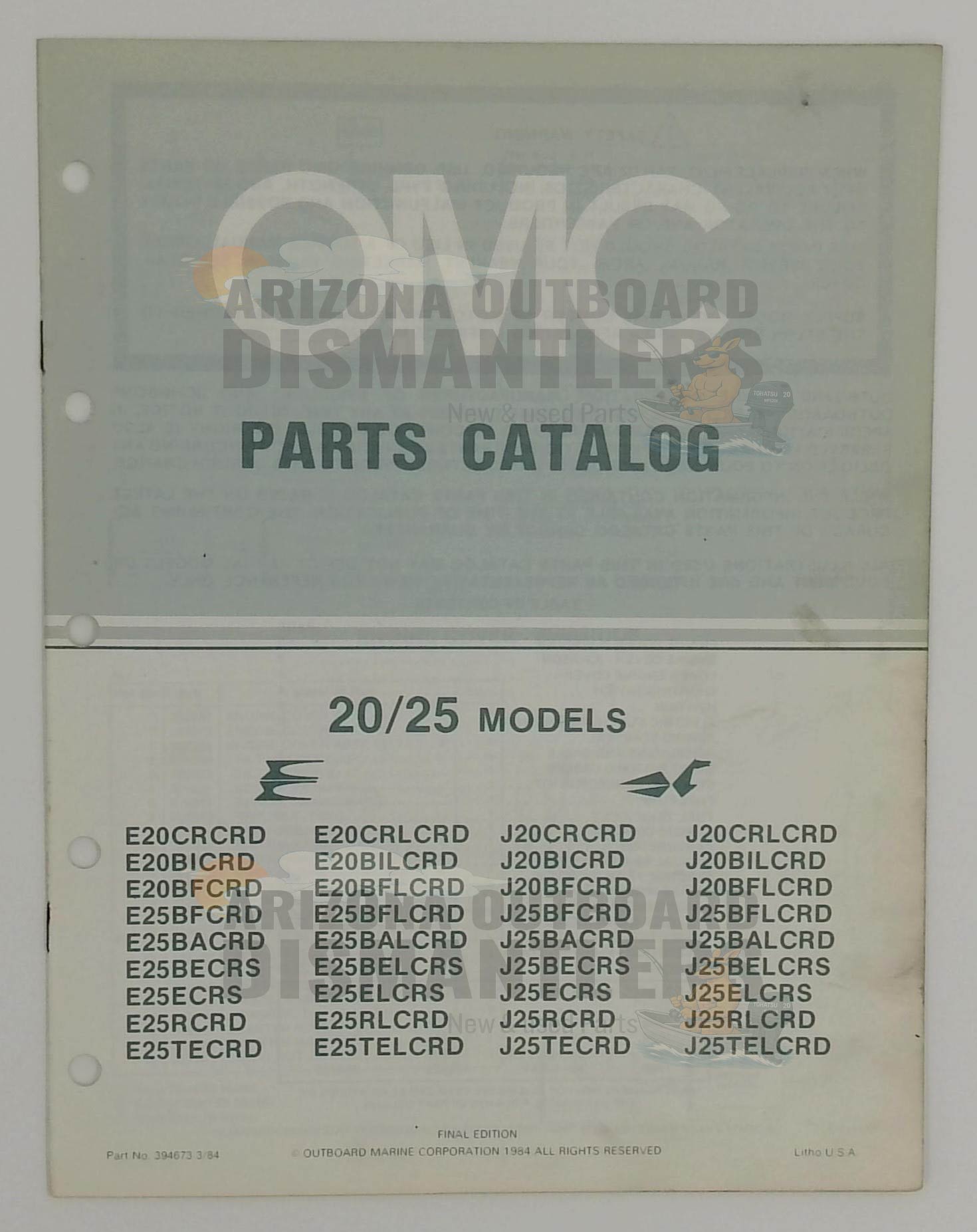 394673 – 20/25HP Models 1984 Parts Catalog – OMC