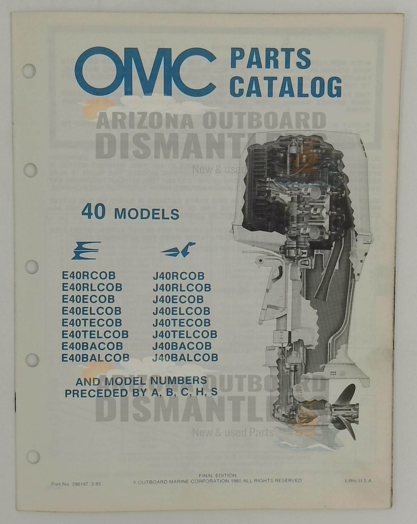 396187 – 40HP Models 1985 Parts Catalog – OMC