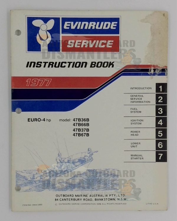 5303 Instruction Book – 1977 Evinrude Euro 4 HP (Models 47B36B, 47B66B, 47B37B, 47B67B)