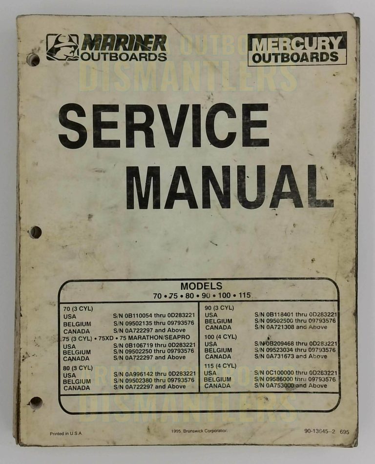 90-13645-2 Mercury Mariner Service Manual – 70 to 115 HP (1995 Edition)