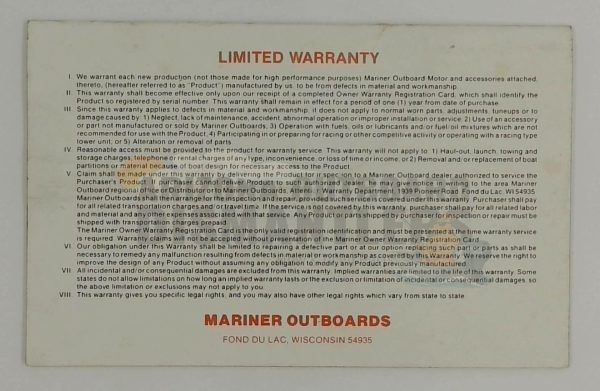 90-41775 Operation & Maintenance Manual – Mariner Model 8