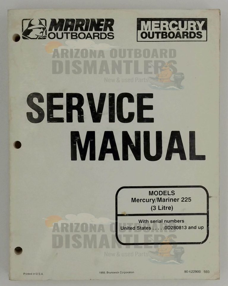 90-822900 Service Manual – 225HP (3 Liter) Mercury Mariner 1993
