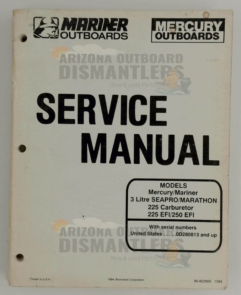 90-822900 Service Manual – Mariner/Mercury Seapro Marathon 3L 225HP
