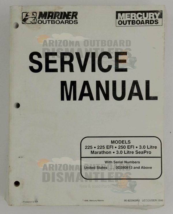 90-822900R2 Service Manual – Mercury Mariner 225/250HP 3.0 Litre (1996)