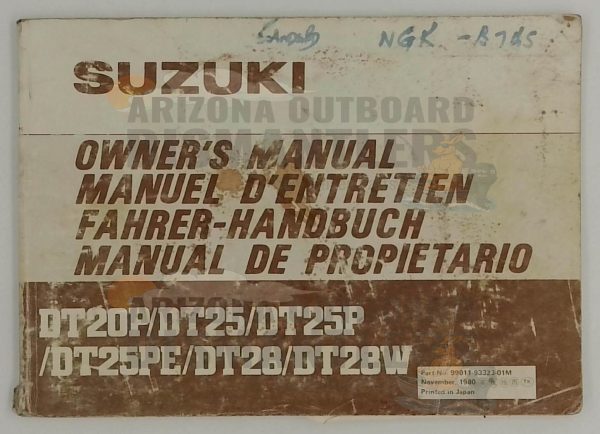 99011-93323-01M Owner's Manual – Suzuki DT20/25/28 Outboards (1980)