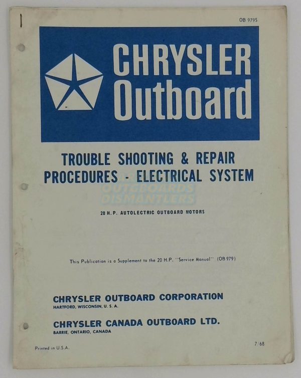 Chrysler Outboard Trouble Shooting And Repair Procedures Electrical System