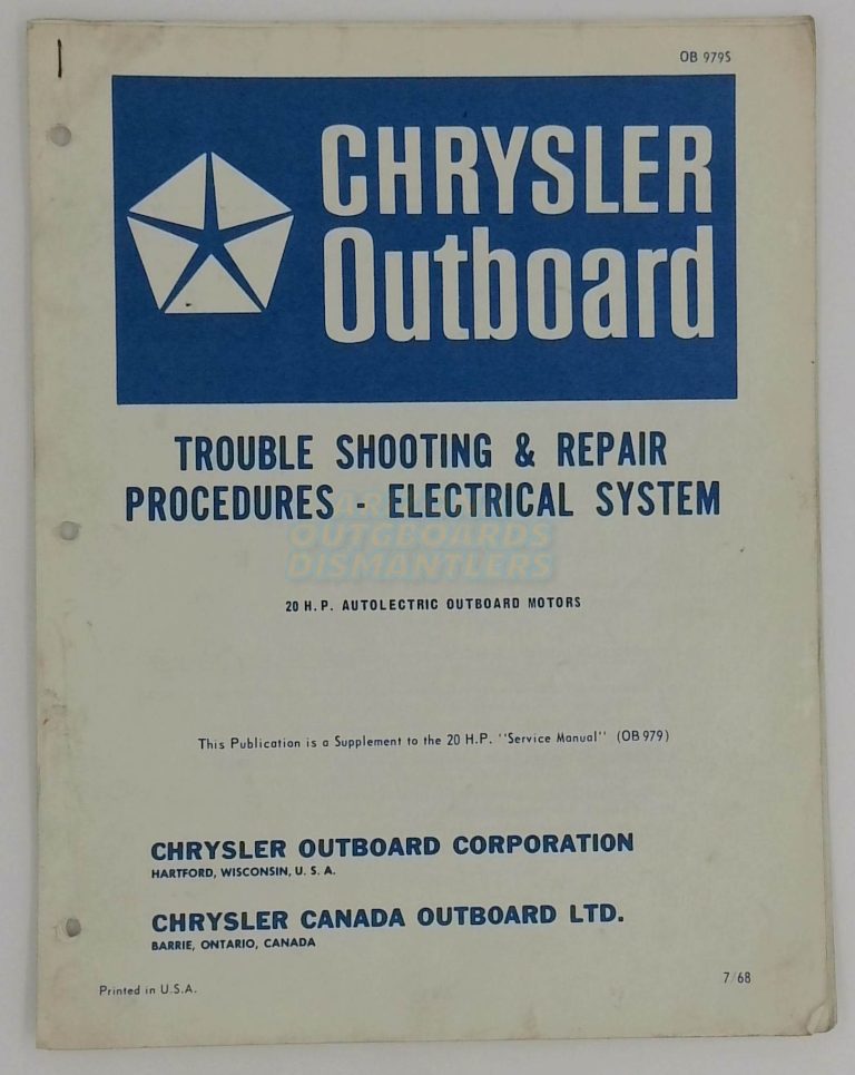 Chrysler Outboard Trouble Shooting And Repair Procedures Electrical System