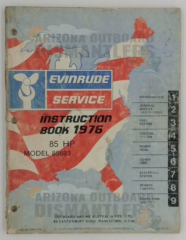 Evinrude Service Instruction Book – 1976 85HP Model 85693
