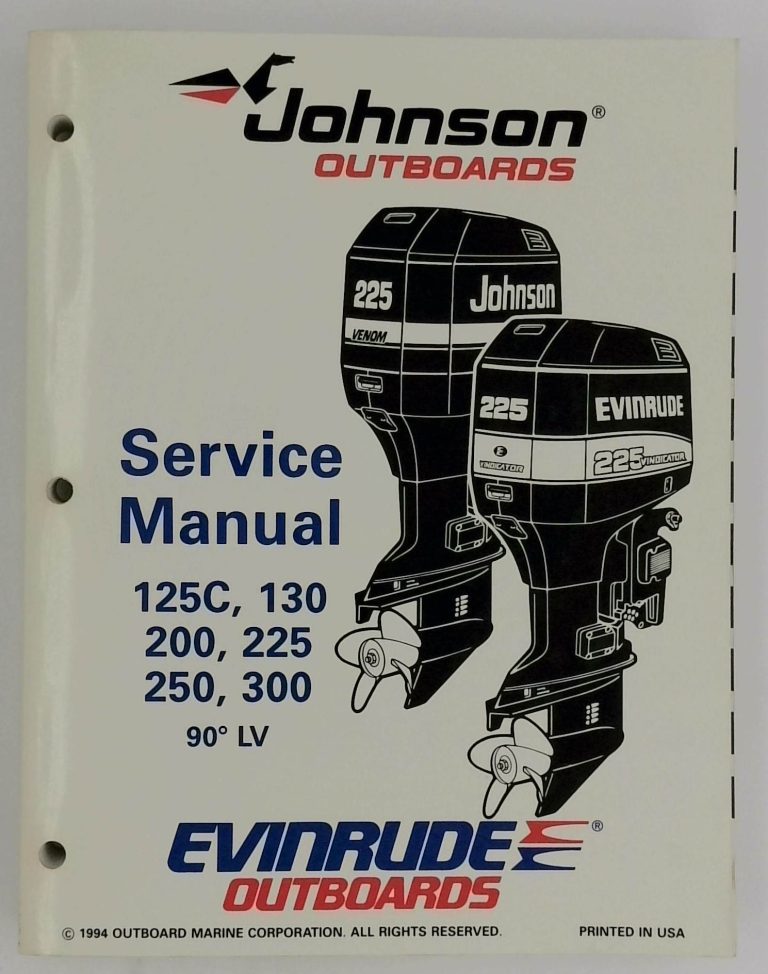 Johnson Evinrude Outboards Service Manual 125/130/200/225/250/300 90c