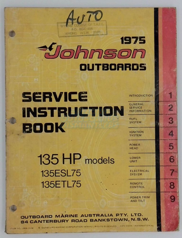 Johnson Outboards 1975 135 Hp Service Instruction Book