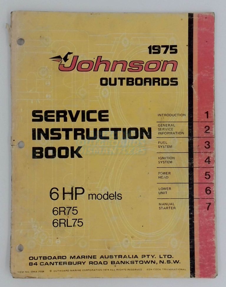 Johnson Outboards 1975 6 Hp Service Instruction Book