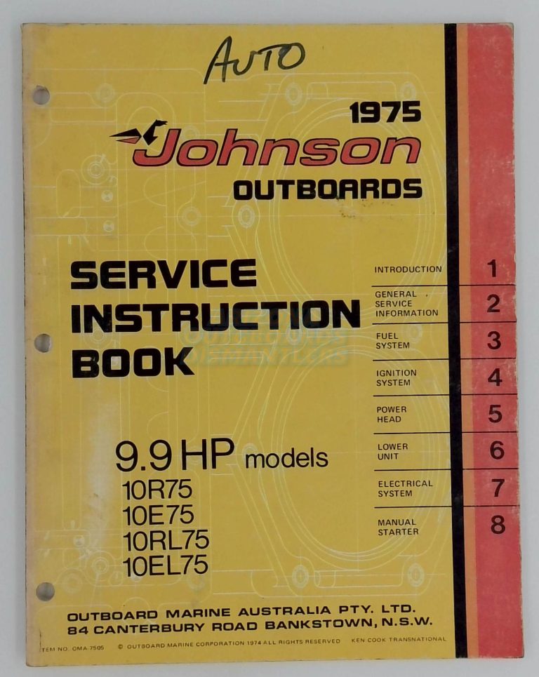 Johnson Outboards 1975 9.9 Hp Service Instruction Book