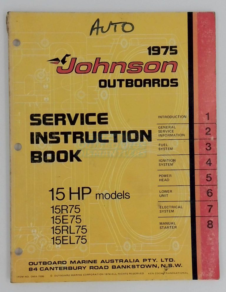 Johnson Outboards 1975 15 Hp Service Instruction Book