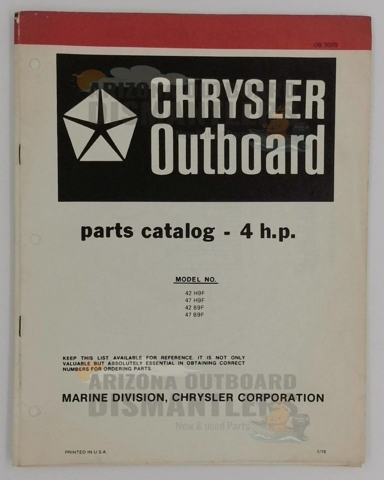 OB3070 Parts Catalog – Chrysler Outboard 4HP (Models 42H9F, 47H9F, 42B9F, 47B9F)