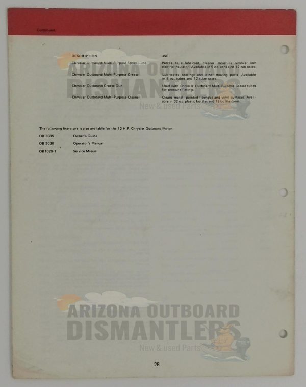 OB3076 Parts Catalog – Chrysler Outboard 12HP (Models 122H9E, 123H9E, 128H9A, 129H9A, 122B9E, 123B9E, 128B9A, 129B9A) - Image 2