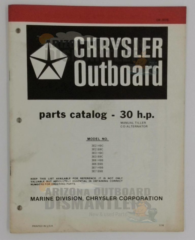 OB3078 Parts Catalog – Chrysler Outboard 30HP (Models 302H9C, 303H9C, 306H9B, 307H9B, 302B9C, 303B9C, 306B9B, 307B9B)
