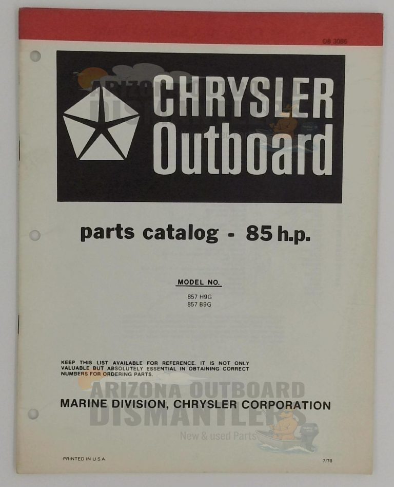 OB3085 Parts Catalog – Chrysler Outboard 85HP (Models 857H9G, 857B9G)