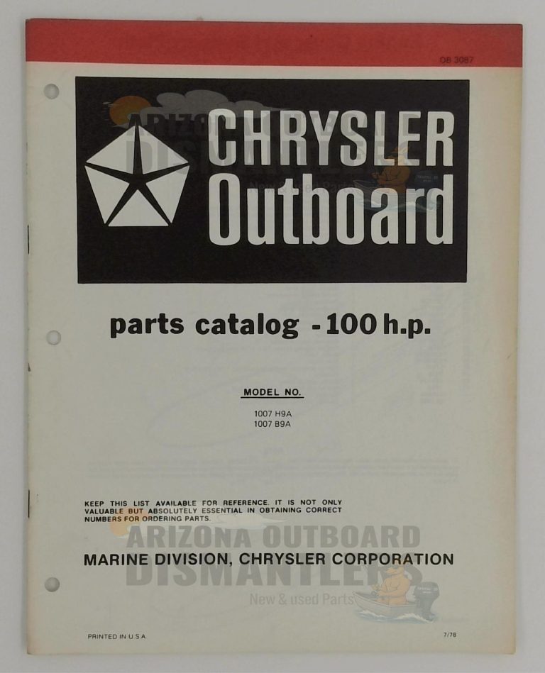 OB3087 Parts Catalog – Chrysler Outboard 100HP (Models 1007H9A, 1007B9A)