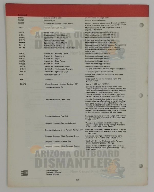 OB3087 Parts Catalog – Chrysler Outboard 100HP (Models 1007H9A, 1007B9A) - Image 2