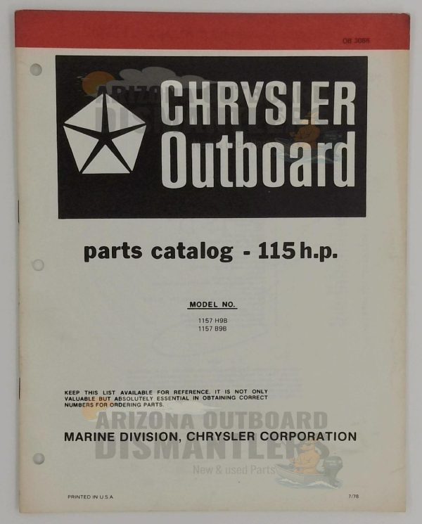 OB3088 Parts Catalog – Chrysler Outboard 115HP (Models 1157H9B, 1157B9B)