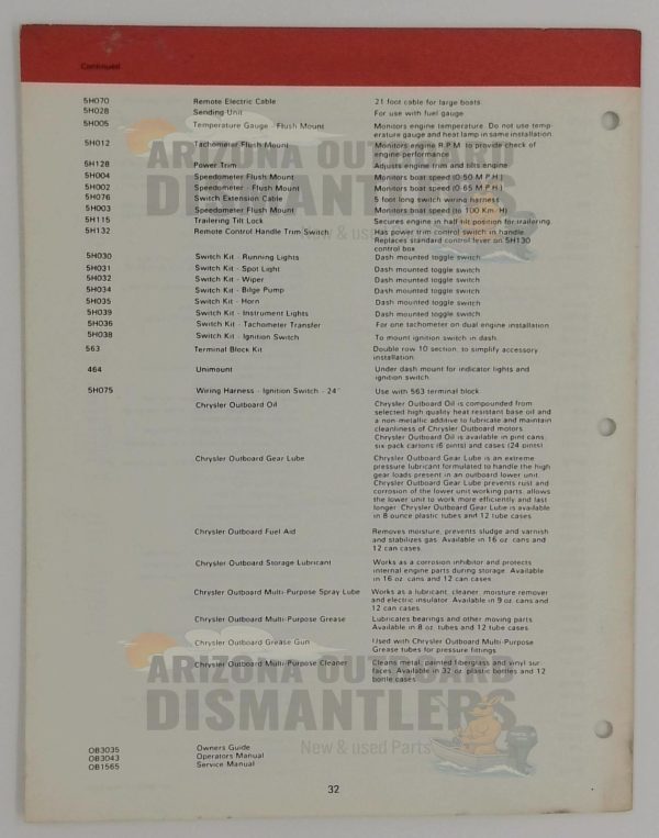 OB3088 Parts Catalog – Chrysler Outboard 115HP (Models 1157H9B, 1157B9B) - Image 2