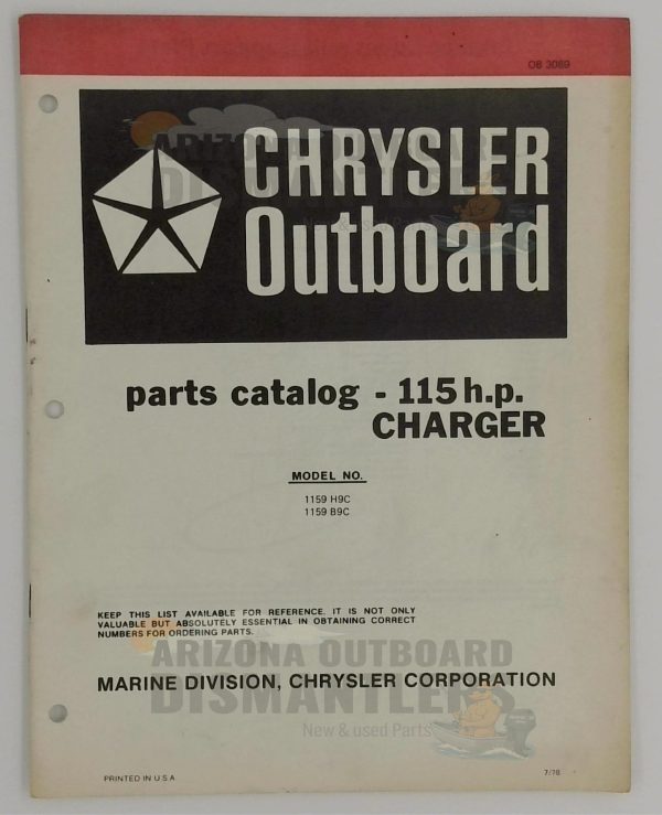 OB3089 Parts Catalog – Chrysler Outboard 115HP Charger (Models 1159H9C, 1159B9C)