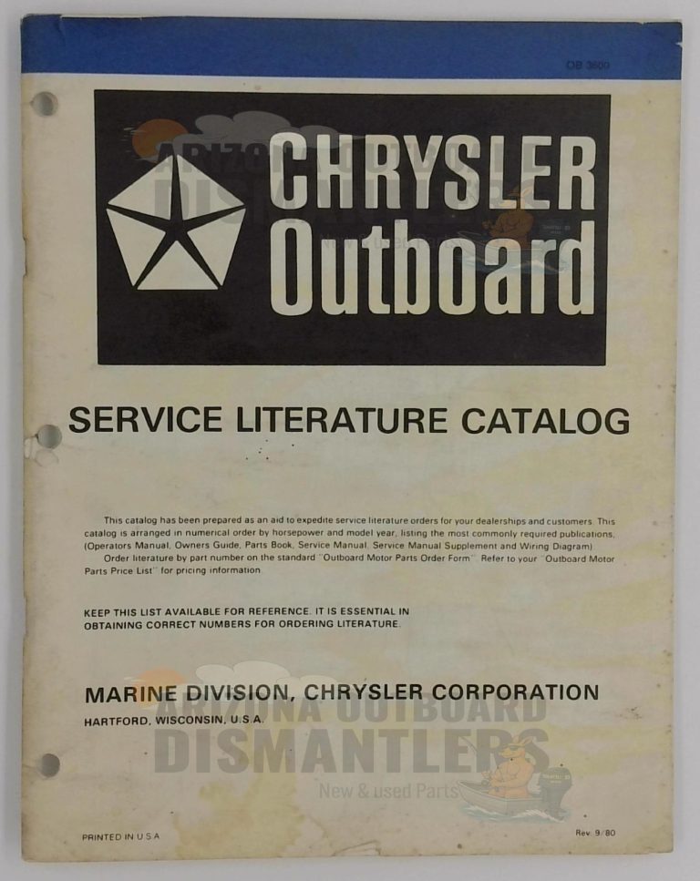 OB3600 Service Literature Catalog – Chrysler Outboard