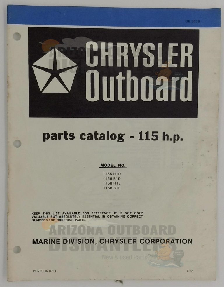 OB3638 Parts Catalog – Chrysler Outboard 115HP (Models 1156H1D, 1156B1D, 1158H1E, 1158B1E)