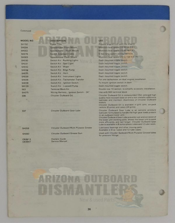 OB3638 Parts Catalog – Chrysler Outboard 115HP (Models 1156H1D, 1156B1D, 1158H1E, 1158B1E) - Image 2