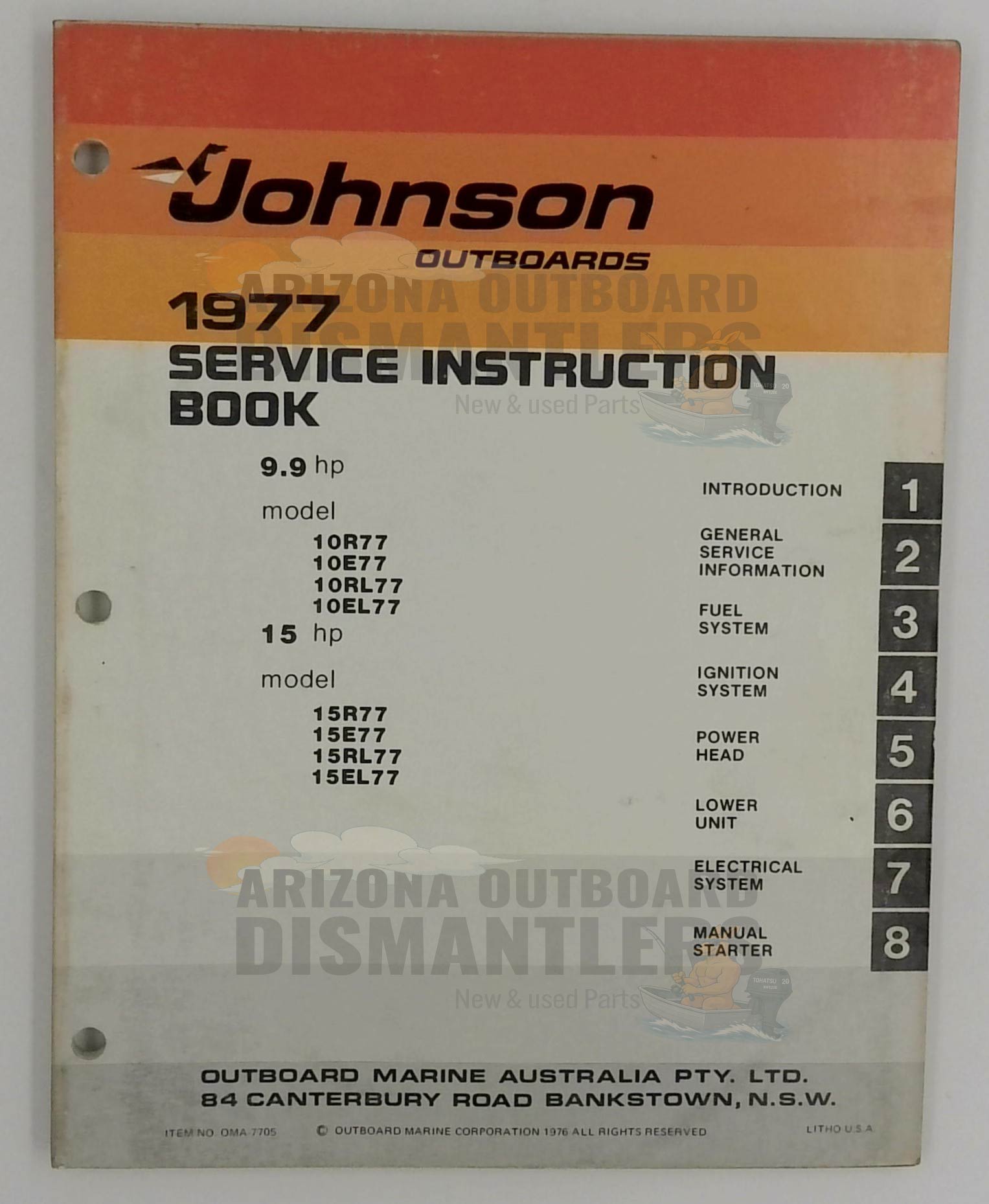 OMA-7705 – 9.9/15HP Models 1977 Service Manual – Johnson