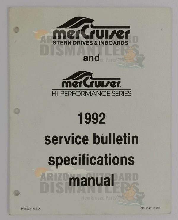SIS-1043 3-293 Service Bulletin Specifications Manual – MerCruiser 1992